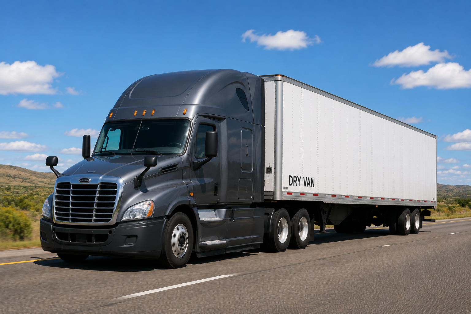 Dry van semi truck
